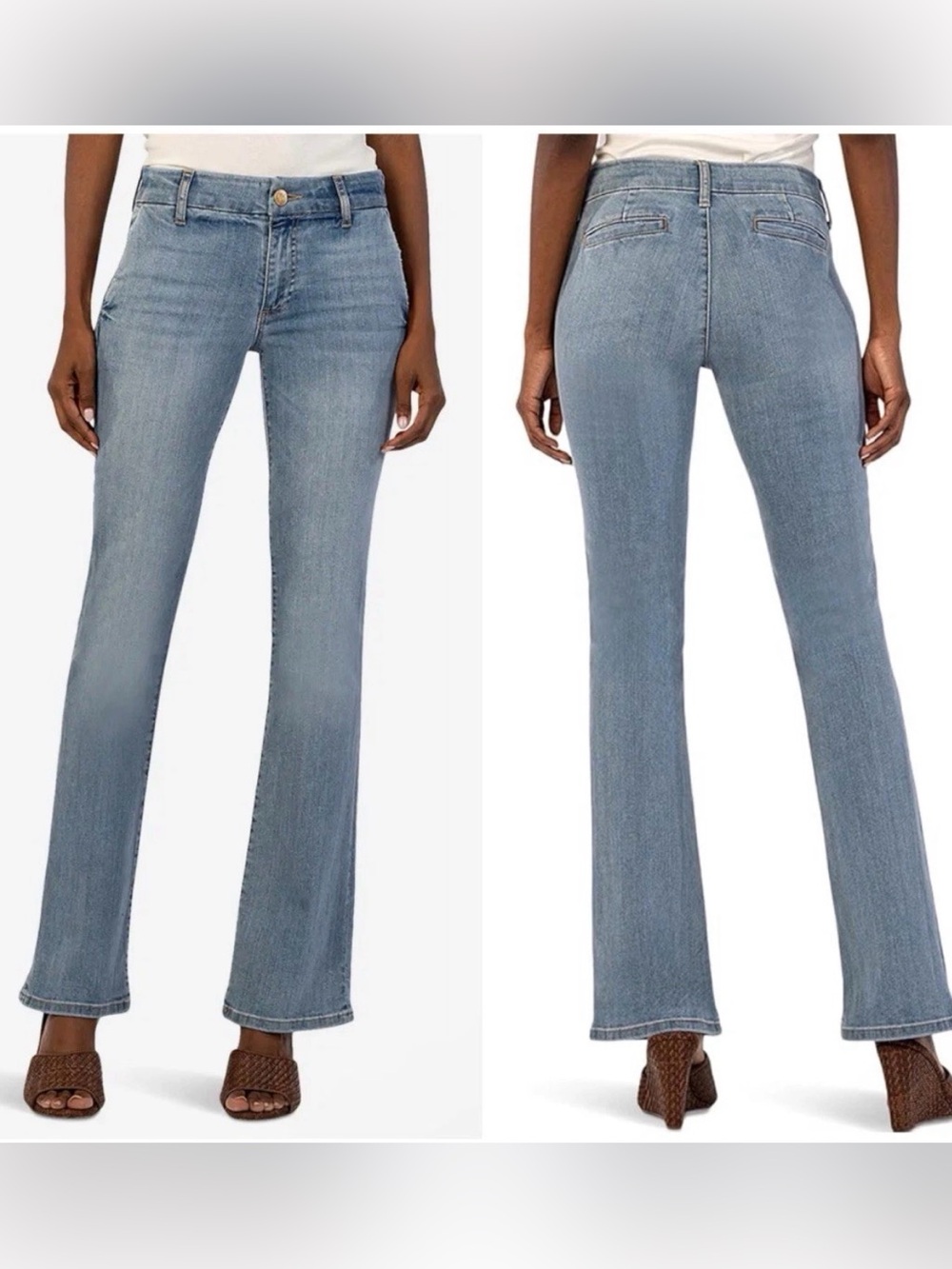 Kut From The Kloth Natalie Trouser Flare Denim Jeans Light Wash Size 2 EUC